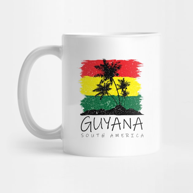 Guyana National Colors with Palm Silhouette by IslandConcepts